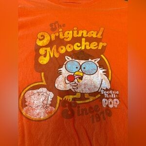 The Original Moocher Since 1970 Tootsie Pop Orange Graphic T-Shirt w/ Owl Design